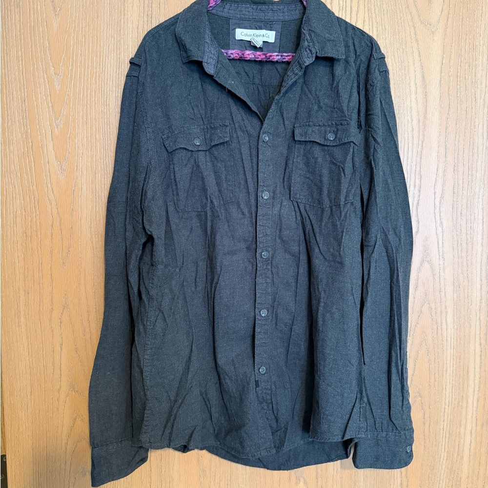 Calvin Klein Charcoal Gray size large button down Shirt
